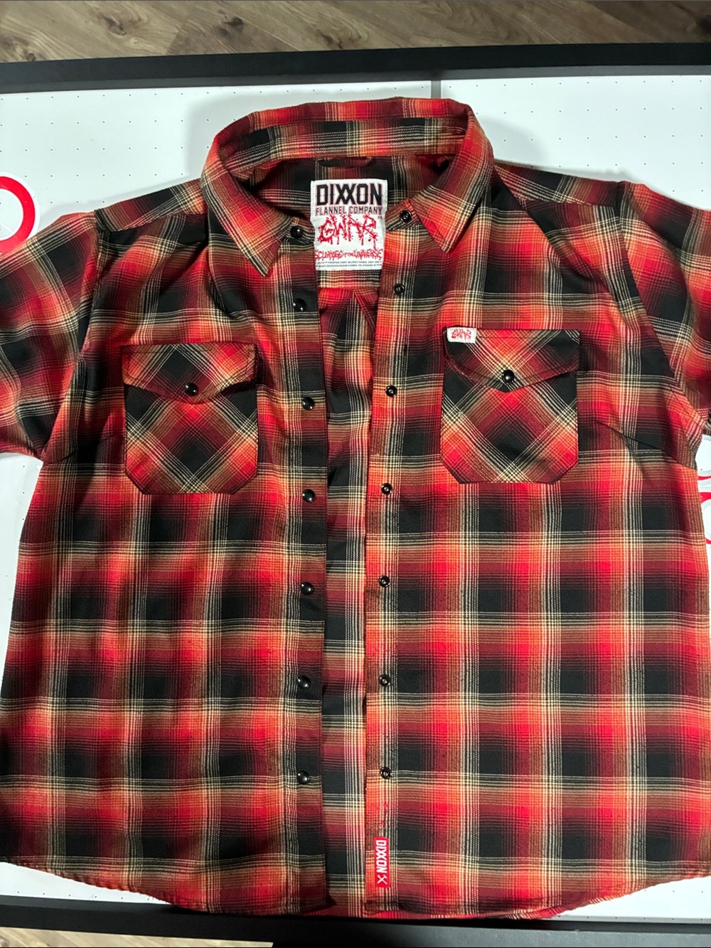DIXXON Gwar Red Black Plaid Button-Up Flannel Shirt